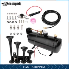 Super Loud 4 Trumpet Air Horn Kit Train Horn 150PSI Air Compressor For Car Truck