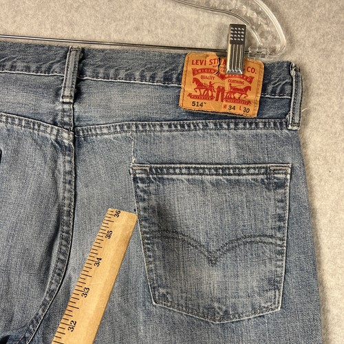 Jeans Levis 514 Hombre Talla 34X30 Denim Azul Lavado Medio 100% Algodón 5 Bolsillos - Imagen 3 de 11