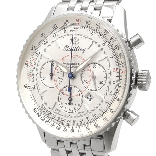 Breitling Navitimer Montbrillant Date Chrono A41030 AT SS Silver 38mm A Rank