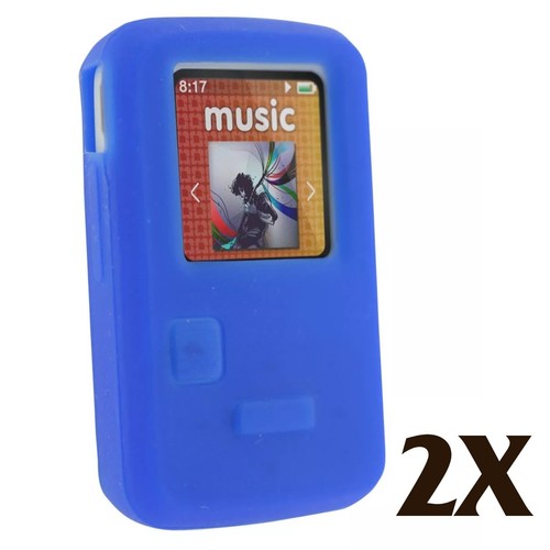 2X Blue Silicone Skin Case for Sandisk Sansa Clip Zip MP3 Player Cover Holder - Picture 1 of 2