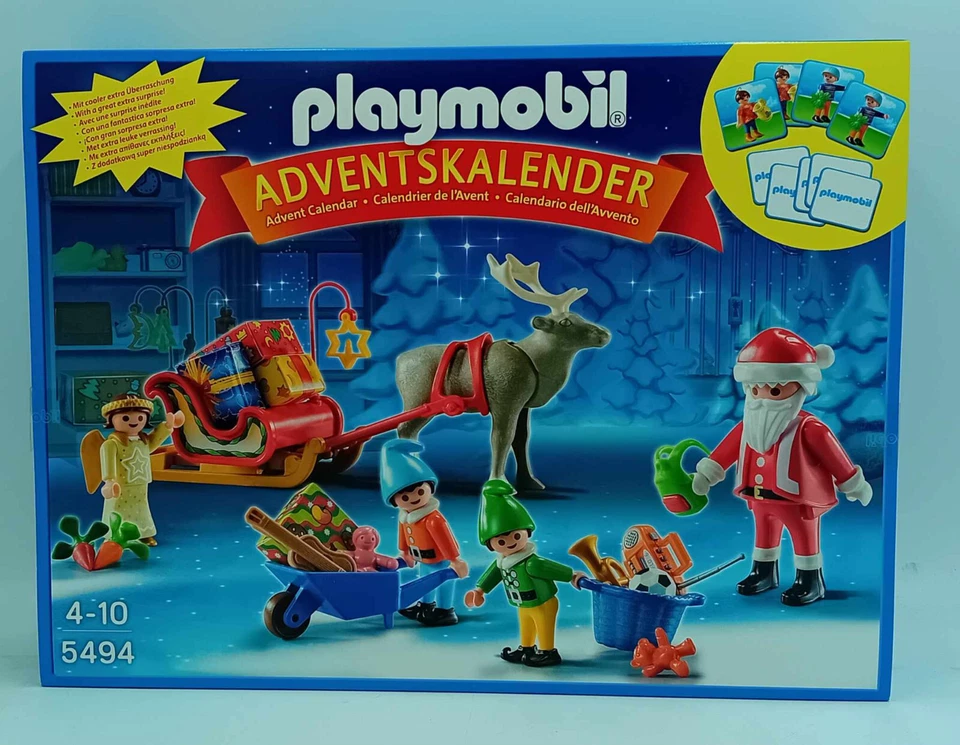 PLAYMOBIL 5494 Adventskalender Weihnachtsmann beim Geschenke packen Renntier Neu - Bild 2 von 4