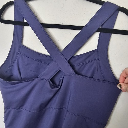 Isabel Maternity Blue Swim Top Size Large Cross Over Strap Ruched Side Solid  - Picture 6 of 9