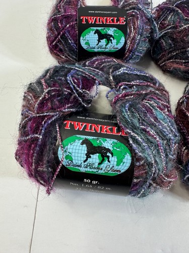 (6) Madejas Hilo Caballo Oscuro Mezcla Mohair Azul Variegado Púrpura 50gr Nuevo con Etiquetas - Imagen 2 de 9