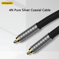 Pure Silver RCA Digital Coaxial Cable 75Ohm SPDIF Decoder HiFi Audio Cable Line