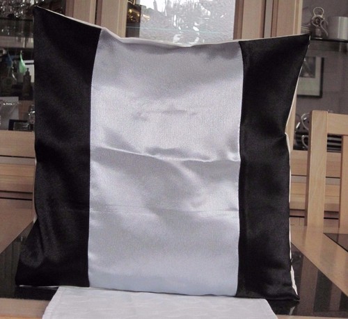 KISSENBEZUG SCHWARZ UND SILBER SATIN DESIGN      - Bild 6 von 6