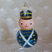 De Carlini Vintage Blue Blown Glass Figural Toy Soldier Very Rare!