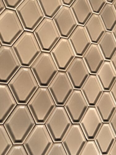 Concave Hexagon Taupe Soft Gray Oblong Ceramic Mosaic Tile Wall Backsplash - Picture 5 of 6