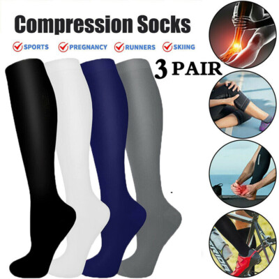 3x Mojo Compression Socks 10-20 mmHG Knee High Stockings Support Protective Gear