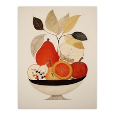 Harvest Bowl Autumn Fruits Red Kitchen Wall Art Poster Print Picture