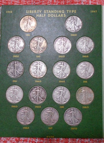 Whitman Walking Liberty Half Dollar Folder w/57 Coins 90% Silver; 1916 to 1947 - Picture 5 of 6
