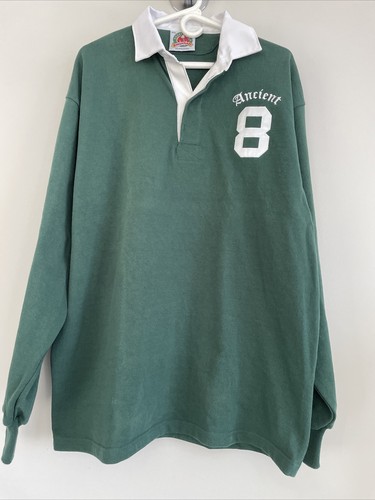 Barbarian Rugby Wear Ancient Eight Ivy League Rugby Shirt Green XXL 100% Cotton - Picture 2 of 10