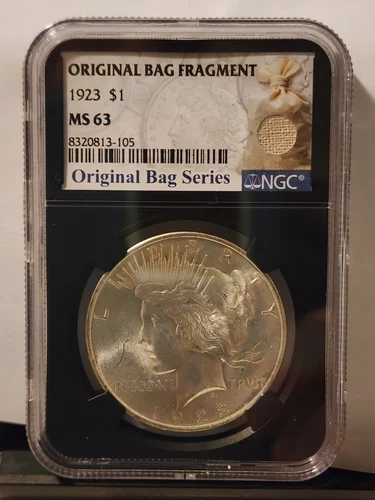 1923 Peace Silver Dollar - NGC MS63 Original Bag Fragment Series. 105
