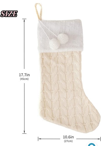 Cable Knit Christmas Stocking embellished with yarn balls Brand New - Picture 5 of 7
