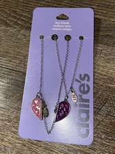 Claire cheer dance BFF best friend necklace jewelry set Pink Purple