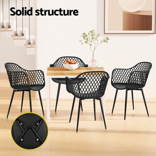 Gardeon 4PC Outdoor Dining Chairs PP Lounge Chair Patio Furniture Garden Black - Picture 7 of 8