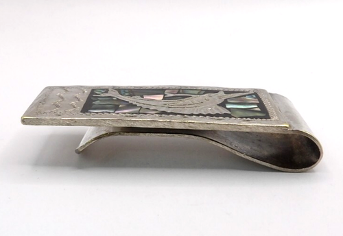 Vintage 925 Sterling Silver Mother of Pearl Inlay Swordfish Money Clip Mexico - Picture 7 of 7