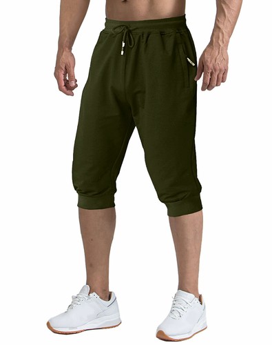 Cotton Gym Shorts Mens Workout Running Jogger Sports Shorts 3/4 Pants Trousers - Picture 47 of 76