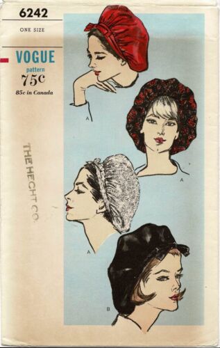 Boina SNOOD Sombrero Suavemente Recogido GORRO Vogue 6242 De Colección 1964 Patrón de Costura Artesanal - Imagen 4 de 5