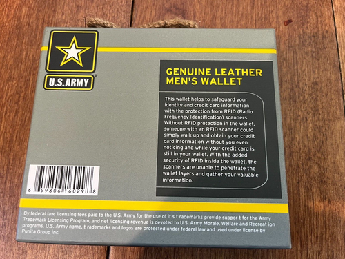 US Army Leather RFID Blocking Credit Card Holder Wallet, Brown,slim - Picture 5 of 5