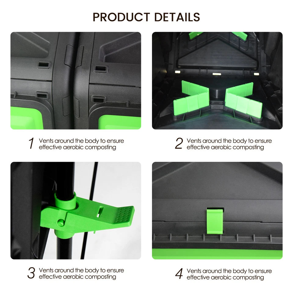 SQUEEZE master 大型双室堆肥箱不倒翁户外花园 — 第 2/4 张图片