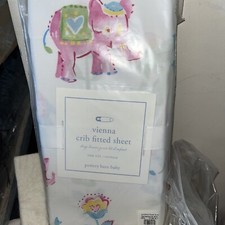Pottery Barn Kids Vienna elephant fitted sheet crib New