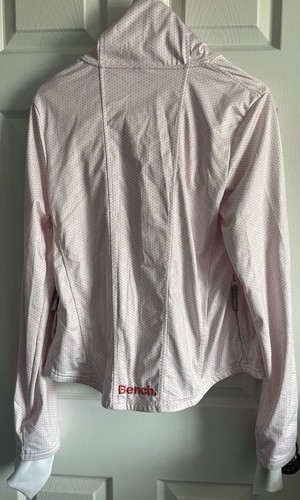 Bench Full Zip Jacket Women's Large L Asymmetrical Zip Neck Pockets Orange White - Picture 13 of 20