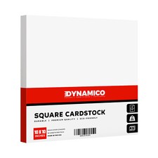 10 x 10" Dynamico Square Cardstock, Bright White, Smooth 80lb Cover, 50 Per Pack