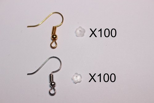 support boucle d'oreille (50%dorés + 50%argentés) + fermoir fleur plastique - Picture 5 of 5