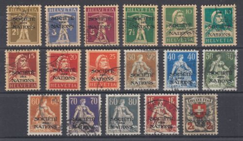 Switzerland Sc 2O1/2O34 used. 1922-36 Society of Nations overprints, 17 diff