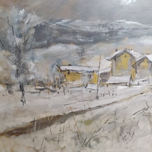 QUADRO NEVICATA FIRMATO LUIGI BENEVENTO 1985 COLORE OLIO SU MASONITE - Imagen 3 de 5
