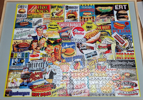White Mountain BURGERS & DOGS  ~ 1,000 Pc. Puzzle 2016 Charlie Girard #1246 RARE - Picture 10 of 11