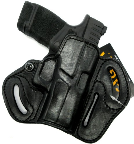 TAGUA Right Hand Black Leather Open Top 3-Slot OWB Belt Holster - CHOOSE GUN - Picture 6 of 12