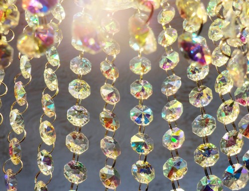 100 AB AURORA BOREALIS CHANDELIER CRYSTALS DROPLETS CUT GLASS BEAD WEDDING DROPS - Picture 7 of 12