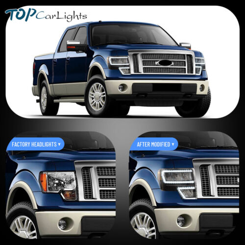 VLAND Full LED Headlights Sequential Turn Signal For 2009-2014 Ford F150 F-150 - Picture 12 of 16