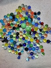 Lot of 150 Mixed Assorted Primarily New Modern Colorful Glass Marbles NICE MIX