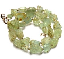 Natural Aquamarine Gemstone 7 to 18 mm Size Unpolished Nugget Beads 17" Necklace