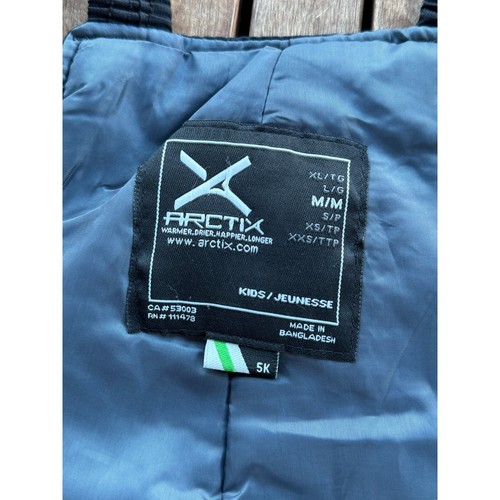 Arctix Kids Insulated Snow Bib Overalls Black Medium 5K Water & Wind Resistant - Picture 3 of 8