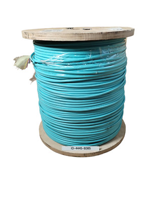 NEW Fiber Optic Cable Turq. Blue 1000 foot Spool Reel of 12 Fiber w/ Aramid Yarn
