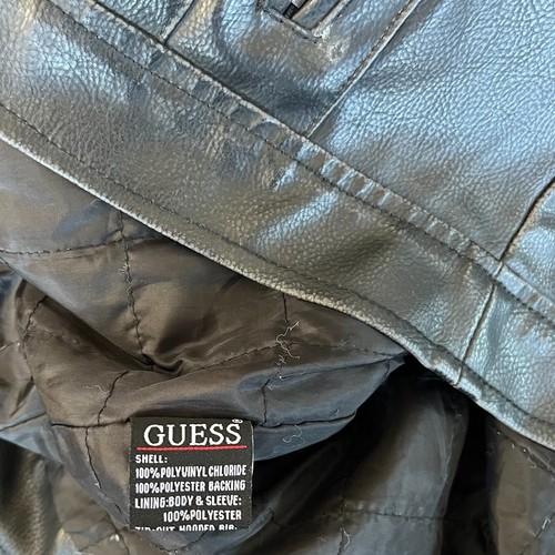 Guess Faux Leather Jacket Womens Small Black Motorcycle BikerCore - Picture 17 of 18