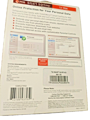Trend Micro Smart Surfing for Mac Online Data Protection Software DVD/CD - Picture 2 of 2