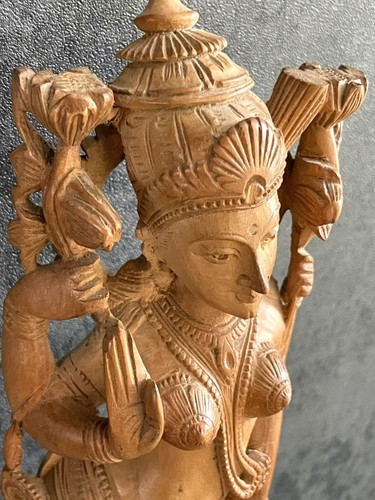 Hindu Deity Shiva VTG Handmade Wood Carving Sandalwood Hinduism Sculpture 13" - Picture 6 of 12