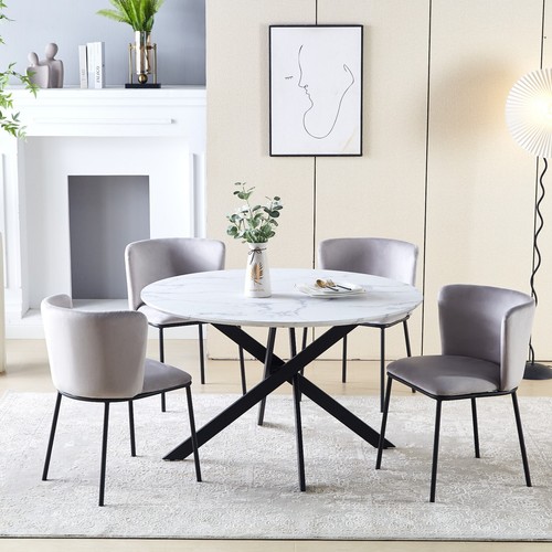 Lux Grey Velvet Dining Chairs Set 2 4 6 Kitchen Chairs Armchairs for Dining Room - Picture 39 of 45