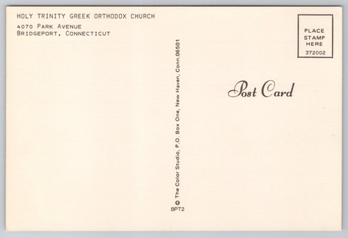 Postal de la Iglesia Ortodoxa Griega de la Santísima Trinidad en Bridgeport Connecticut - Imagen 2 de 2