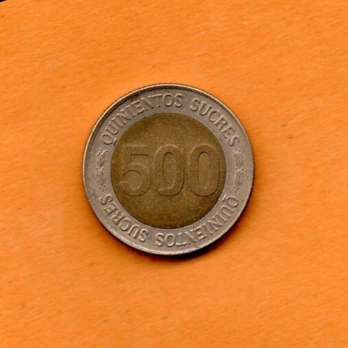 Ecuador Coin 500 Sucres 1997 Bimetalic 21.6mm 5.5gr KM#102 - Picture 2 of 2