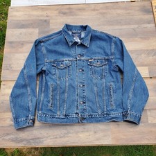 Levi Strauss Button Up Jean Denim L Jacket Blue Signature Trucker Casual Levis