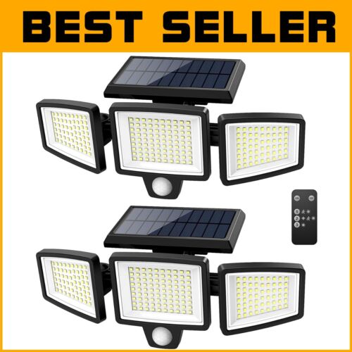 Super Bright Solar Motion Sensor Lights 2500LM with 3 Adjustable Heads (2 Pack)