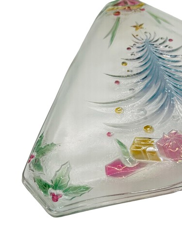 Mikasa Holiday Christmas Tree Frosted Triangle Crystal Serving Dish Tray 11 in - Picture 13 of 23
