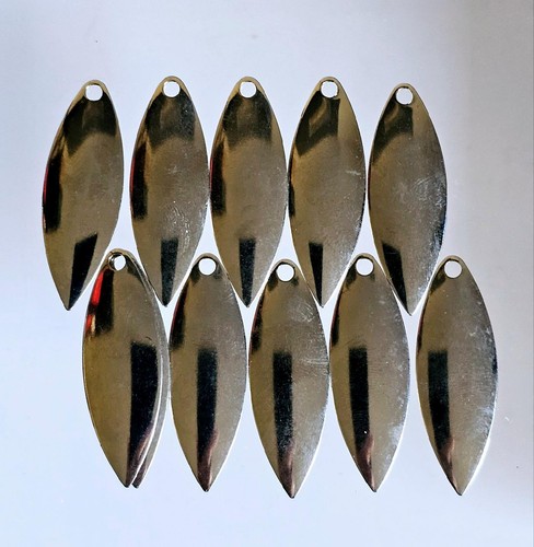 (Lot of 10) Kingfisher Nickel Willow Leaf #3.5 Spinner Blades Make Your Own Lure - Picture 3 of 3