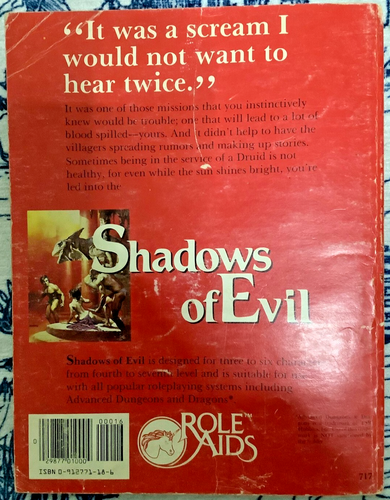Role Aids AD&D Gaming Adventure - SHADOWS OF EVIL - 1984 - Picture 2 of 7