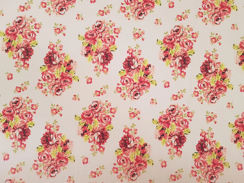 Blumenmuster Rose Bedruckt Polycotton Stoff – Alt Englisch Vintage Design – Je M - Bild 3 von 4